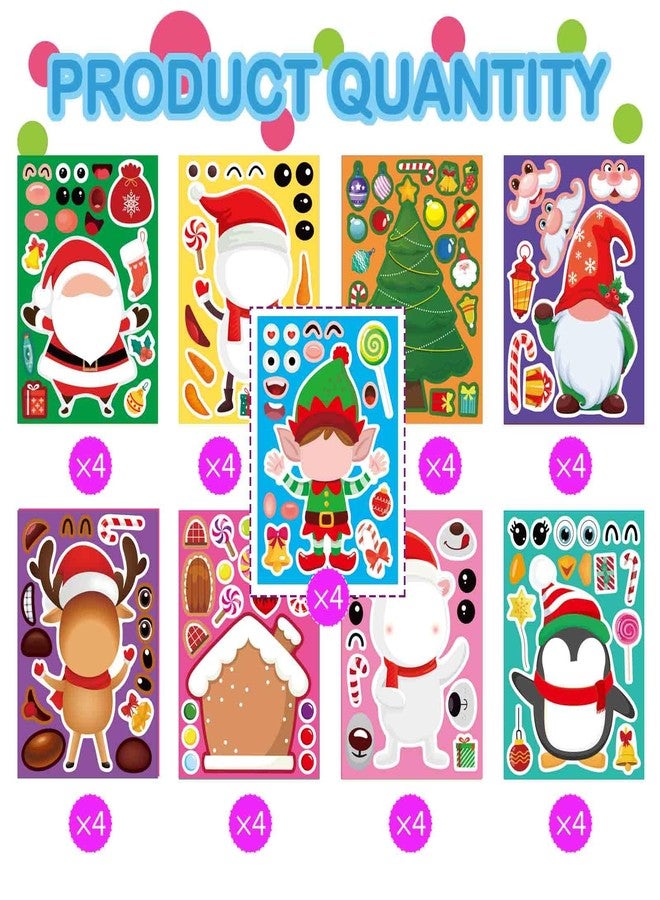 DUJAA 36 Sheets Christmas Make a Face Stickers for Crafts Make Your Own Characters Mix and Match Sticker Christmas Santa Stickers Christmas Tree Sticker Christmas Stocking Stuffer - Image 2